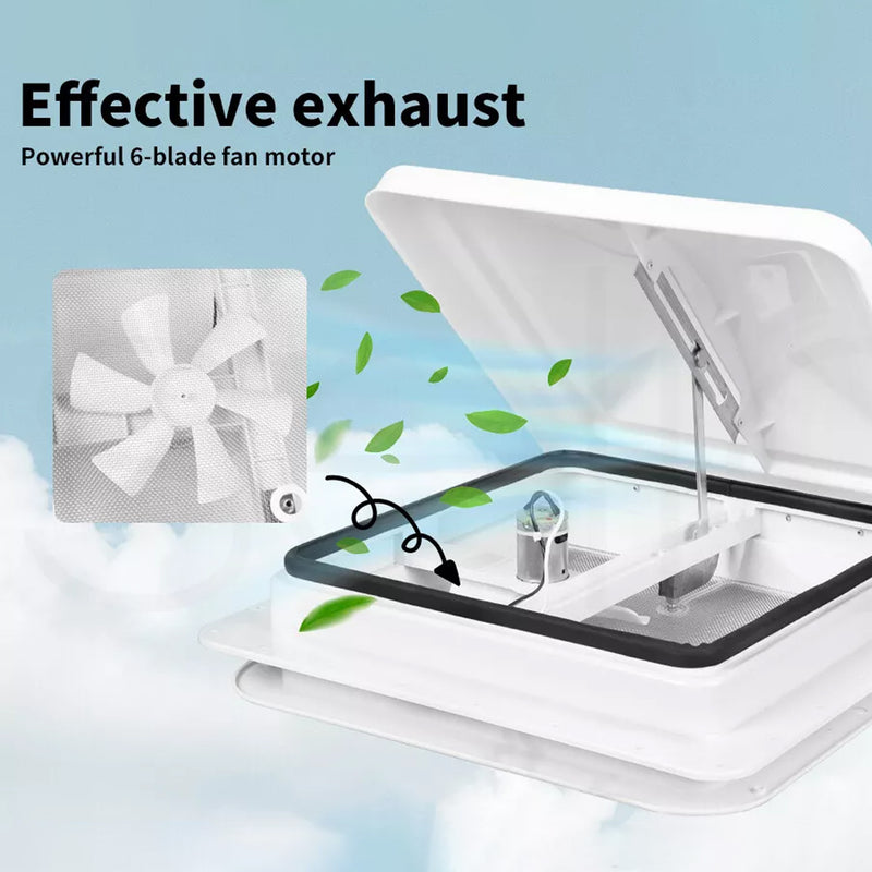 Load image into Gallery viewer, PORIYA Caravan Roof Vent 12V Fan RV Shower Hatch 355x355mm Flyscreen Motor Home