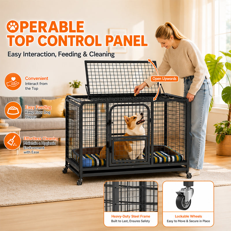 Load image into Gallery viewer, PORIYA Dog Cage Crate Large Kennel Pet Cage Cat Puppy Metal Cage 36" Playpen 4 Rounds