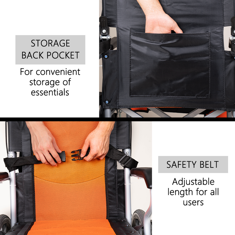 Load image into Gallery viewer, PORIYA 16" Foldable Wheelchair Park Brakes Lightweight Soft for Elderly and Disabled