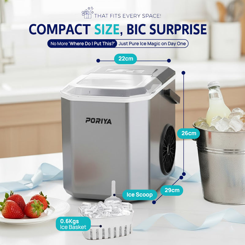 Load image into Gallery viewer, PORIYA Portable Ice Maker Machine Ice Cube Tray 12kg Bar Countertop Non-slip