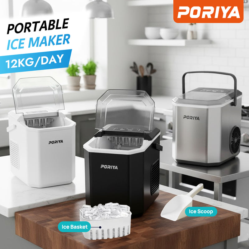 Load image into Gallery viewer, PORIYA Portable Ice Maker Machine Ice Cube Tray 12kg Bar Countertop Non-slip