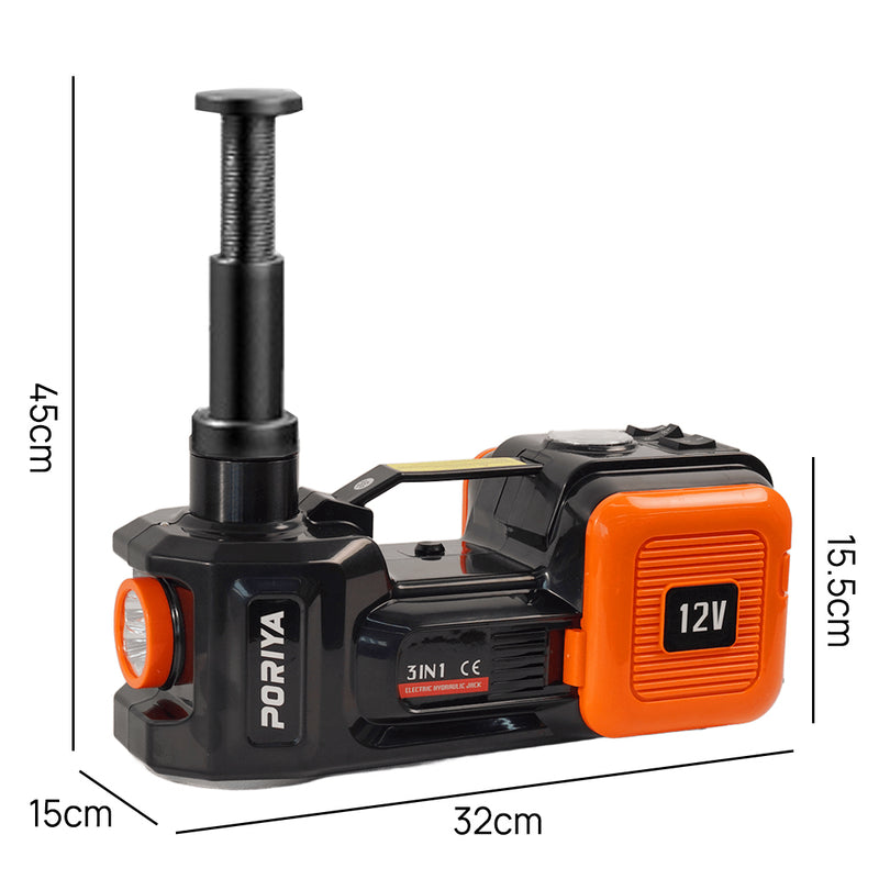 Load image into Gallery viewer, PORIYA Electric Hydraulic Floor Jack 5Ton car 12V w/Impact Wrench Inflator Pump