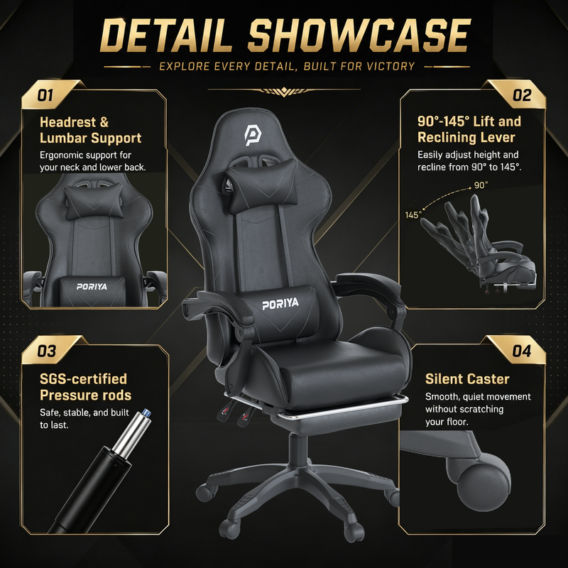 Load image into Gallery viewer, PORIYA Gaming Chair Home Office Computer Seat Racing PU Executive Recliner Chair