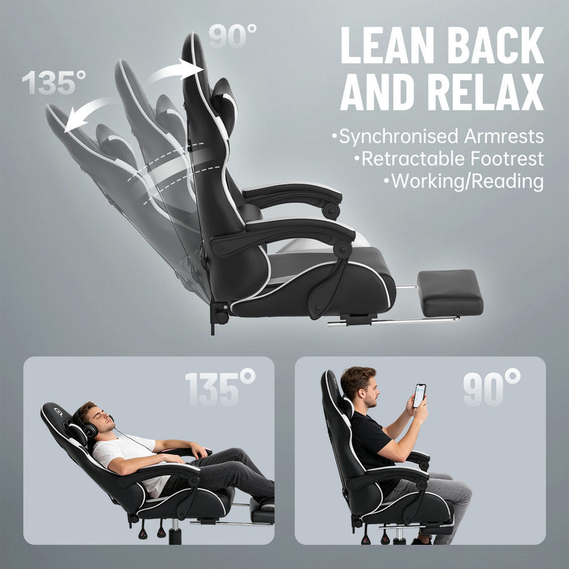 Load image into Gallery viewer, PORIYA Gaming Chair Home Office Computer Seat Racing PU Executive Recliner Chair