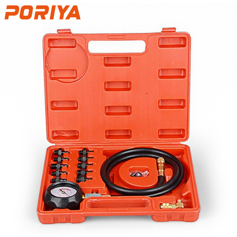 Load image into Gallery viewer, PORIYA 12pcs Engine Oil Pressure Test Tool Kit Tester Gauge Diagnostic Auto Tools set