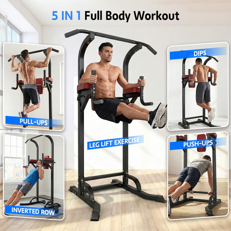 Load image into Gallery viewer, PORIYA Foldable Power Tower Chin Up Station Push Pull Up Bar Knee Raise Weight Dip Gym