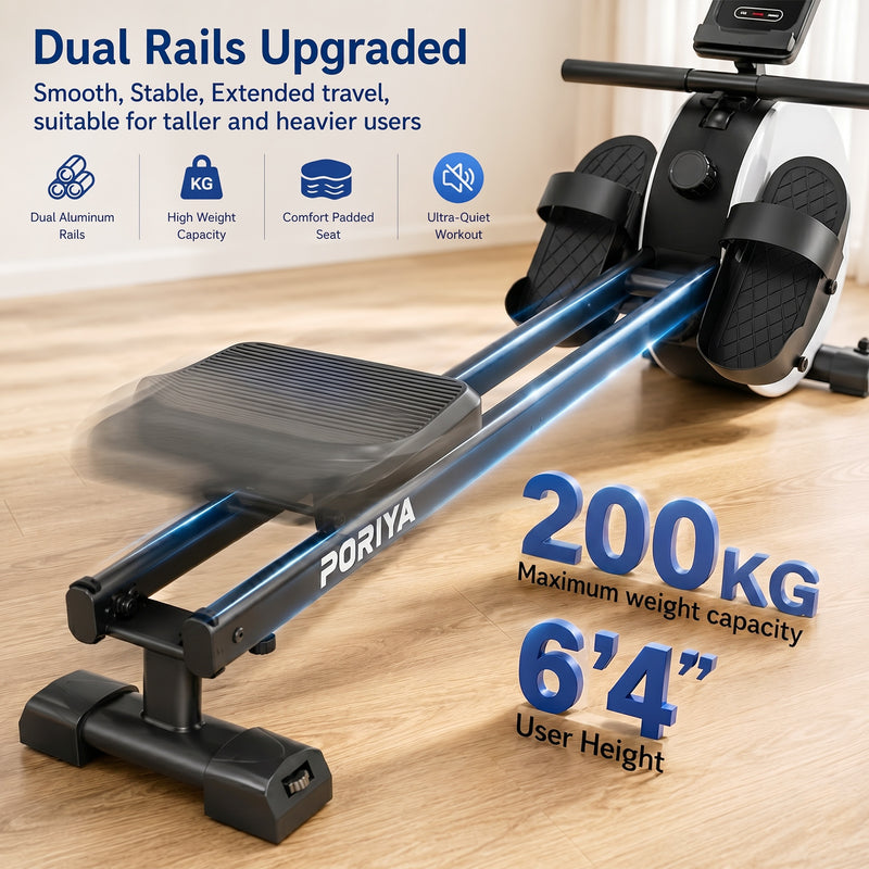 Load image into Gallery viewer, PORIYA Magnetic Rowing Machine 16 Levels of Quiet Resistance Workout Fullbody