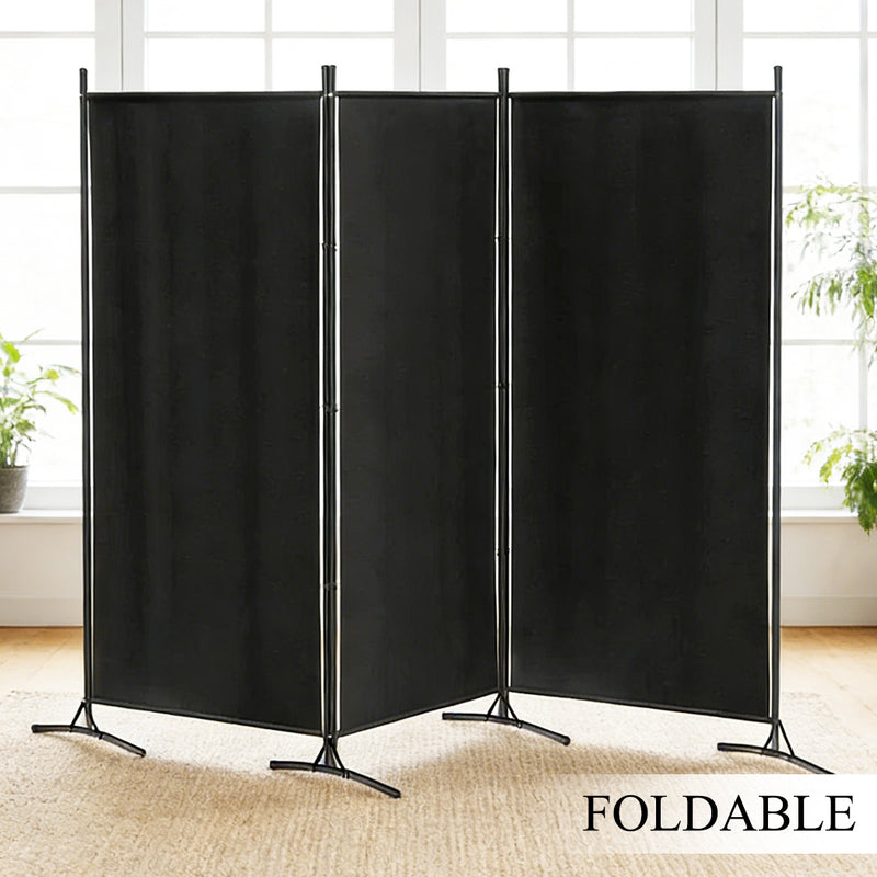 Load image into Gallery viewer, PORIYA 3-Panel Room Divider Privacy Screen Folding Steel Frame Fabric Partition Stand