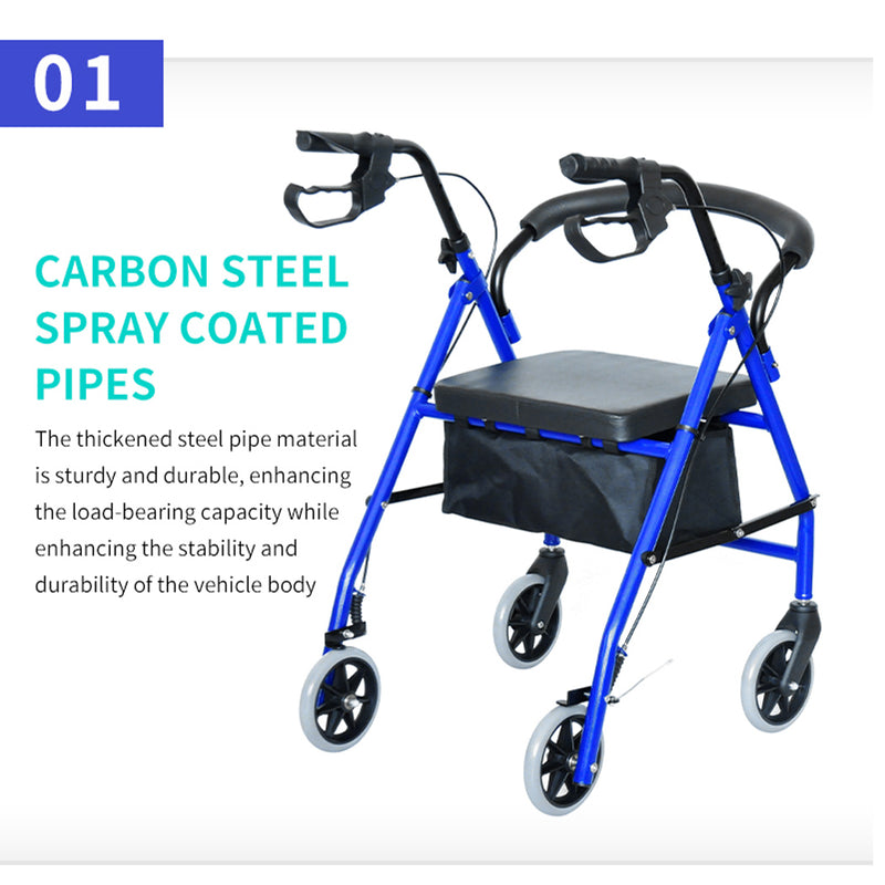 Load image into Gallery viewer, Classic Rollator Walker Lightweight Folding Mobility Walking Rollator Walker