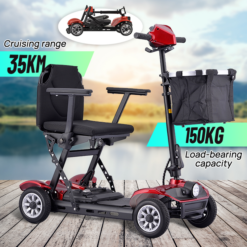 Load image into Gallery viewer, Portable Electric Mobility Scooter Motorised 4 Wheel Folding Scooter 35KM Range
