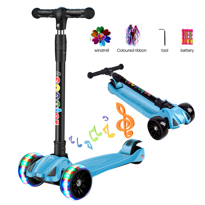 Load image into Gallery viewer, PORIYA Foldable Kids Scooter Adjustable Height Flashing LED Lights 3 Wheels Kick Push