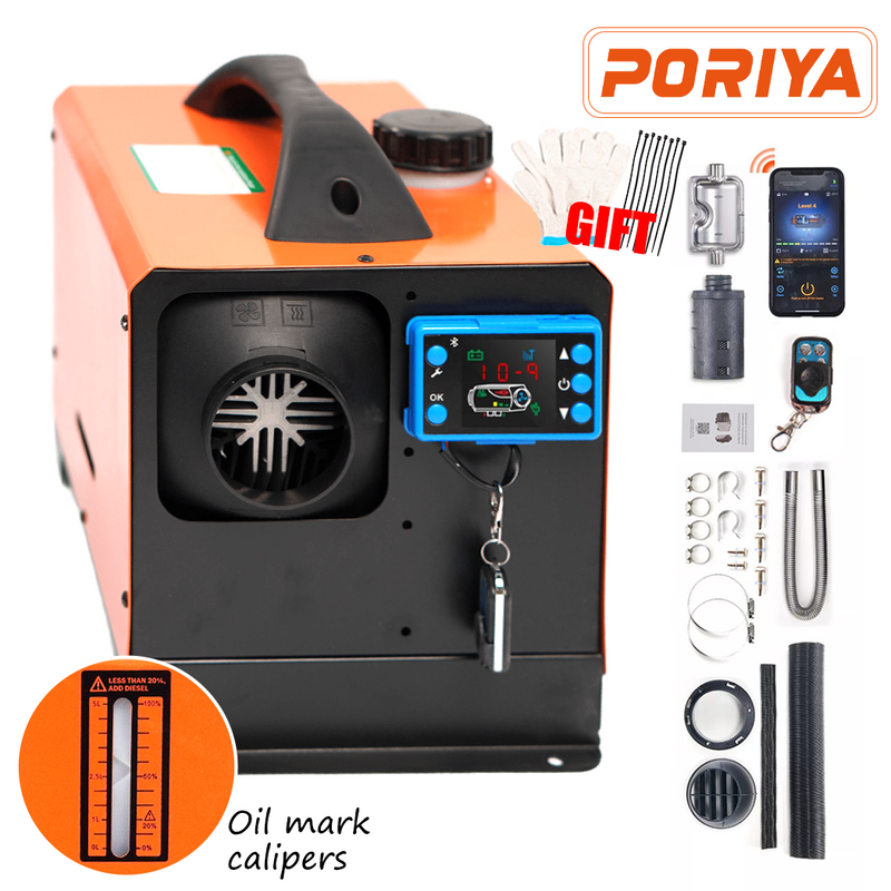 Load image into Gallery viewer, PORIYA Diesel Air Heater All-in-one 12V 8KW Bluetooth App LCD for Car RV Indoors