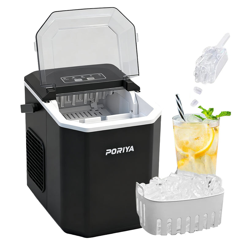 Load image into Gallery viewer, PORIYA Portable Ice Maker Machine Ice Cube Tray 12kg Bar Countertop Non-slip
