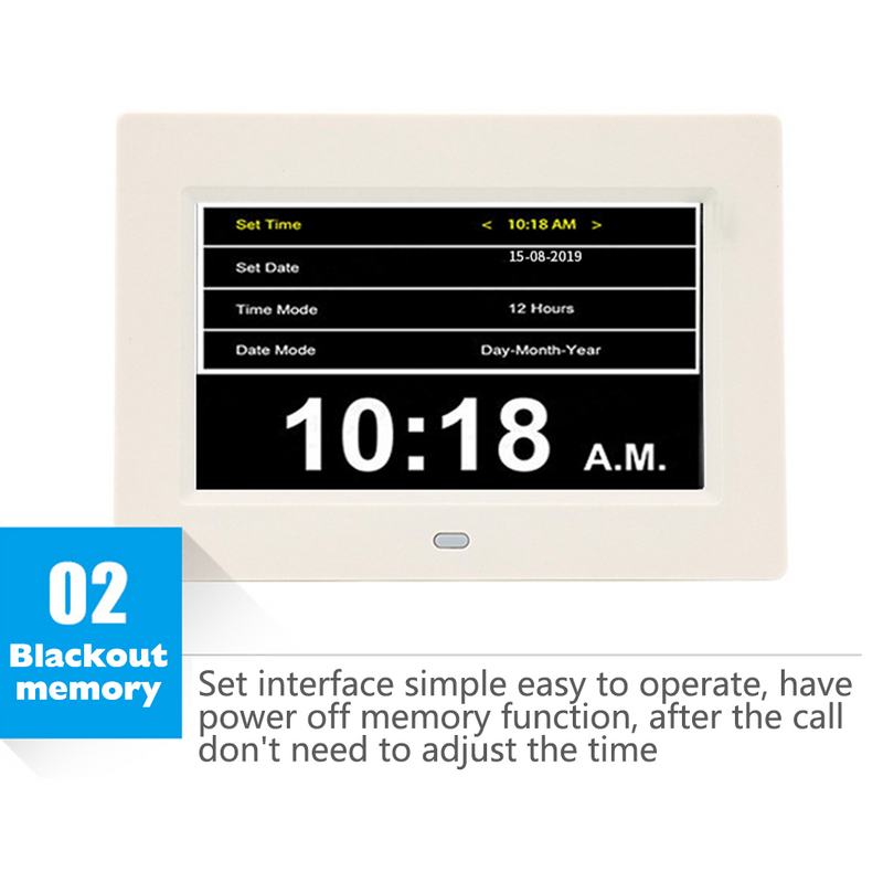 Load image into Gallery viewer, PORIYA 7/8‘’LED Dementia Digital Calendar Clock Alarm Day/Week/Month/Year Extra Large