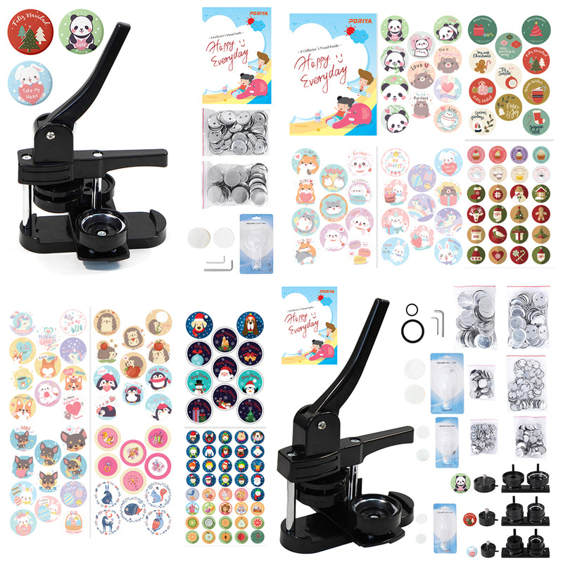 Load image into Gallery viewer, PORIYA 3-in-1 Button Maker Machine 25/32/58mm Pin Badge Maker 300 Button Parts