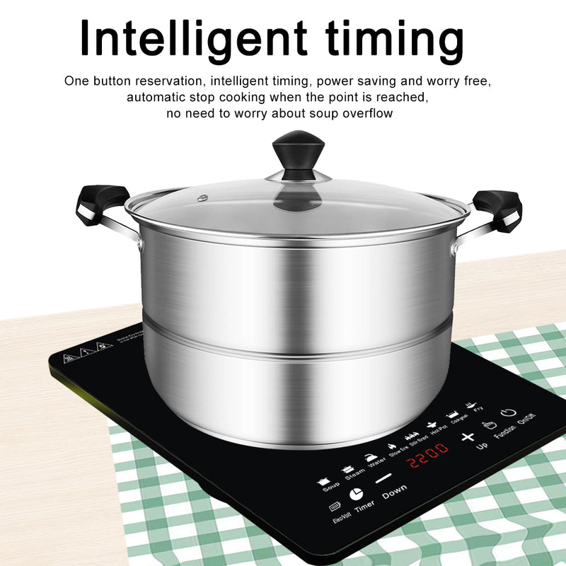 Load image into Gallery viewer, PORIYA 2200W Electric Induction Cooktop Portable Ceramic Glass Cook Top Kitchen Cooker