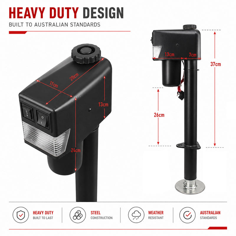 Load image into Gallery viewer, PORIYA HEAVY DUTY MOTORISED 12V ELECTRIC CARAVAN JACK TRAILER JOCKEY STAND 3500LBS