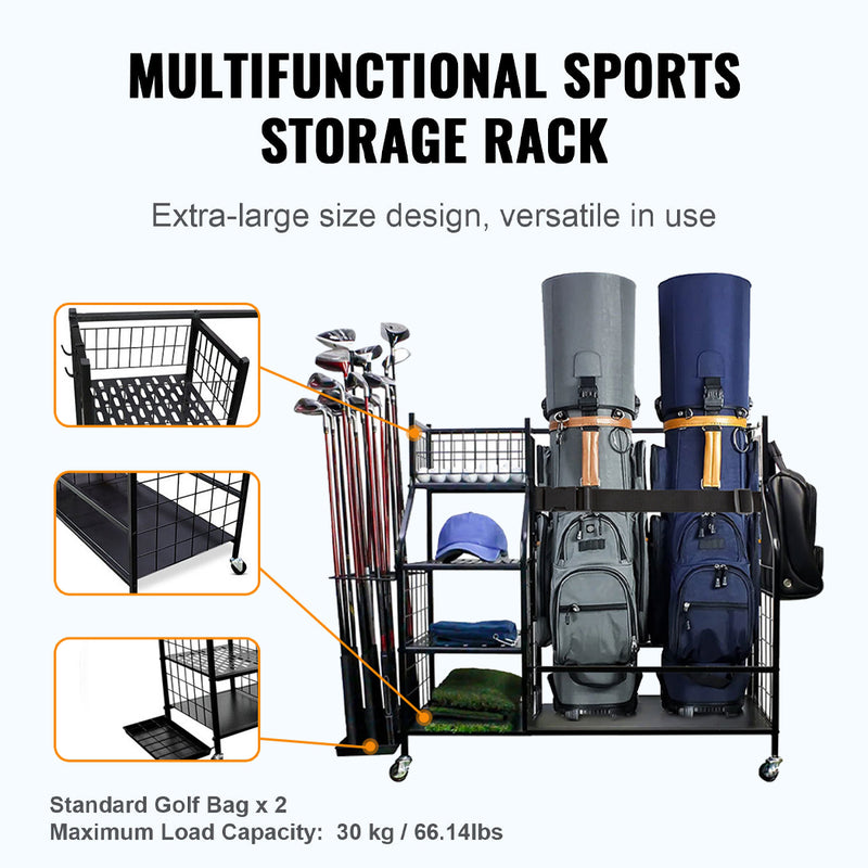 Load image into Gallery viewer, Golf Bag Storage Rack Garage Bag Organizer Storage Stand Golfing Equipment Rack