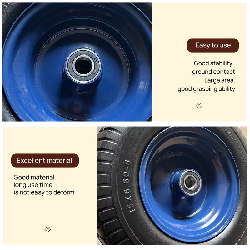 Load image into Gallery viewer, PORIYA 16" SOLID TYRE WHEELBARROW WHEELS FLAT FREE PUNCTURE PROOF 25mm Bore 6.5"-8"