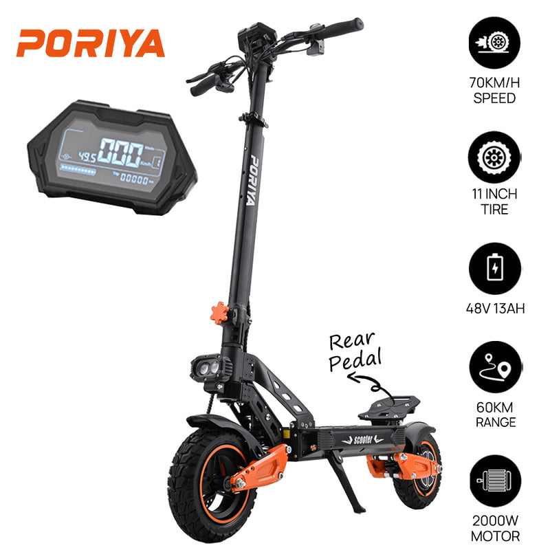 Load image into Gallery viewer, PORIYA Electric Scooter 2000W 70KM/H 60KM Foldable Portable Adult Off Road E-Bike