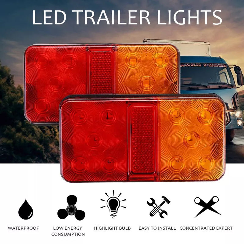 Load image into Gallery viewer, PORIYA LED Trailer Tail Light Kit Pair Plug 8m 5 Core Wire Caravan Ute 7 Pin Flat Set