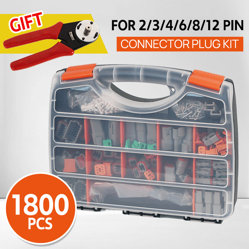 Load image into Gallery viewer, PORIYA 1800PC Deutsch DT Connector Plug Kit With Genuine Deutsch Crimp Tool Auto Marine