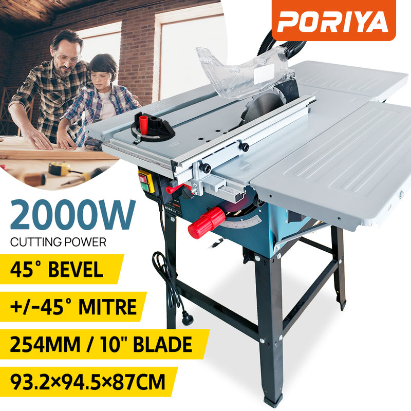 Load image into Gallery viewer, PORIYA Electric Table Saw 2000W 254mm Corded 10" Portable Bevel Adjustment