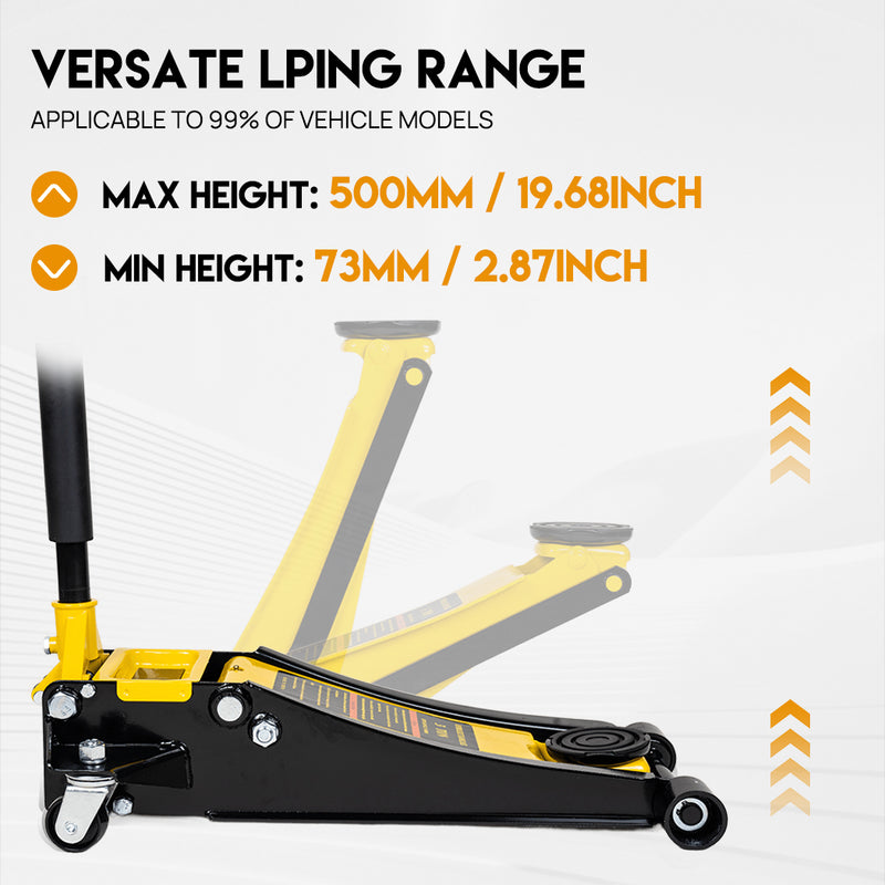 Load image into Gallery viewer, PORIYA Super Low Profile Floor Jack 3-Ton Hydraulic Trolley Quick Lift Dual Pump