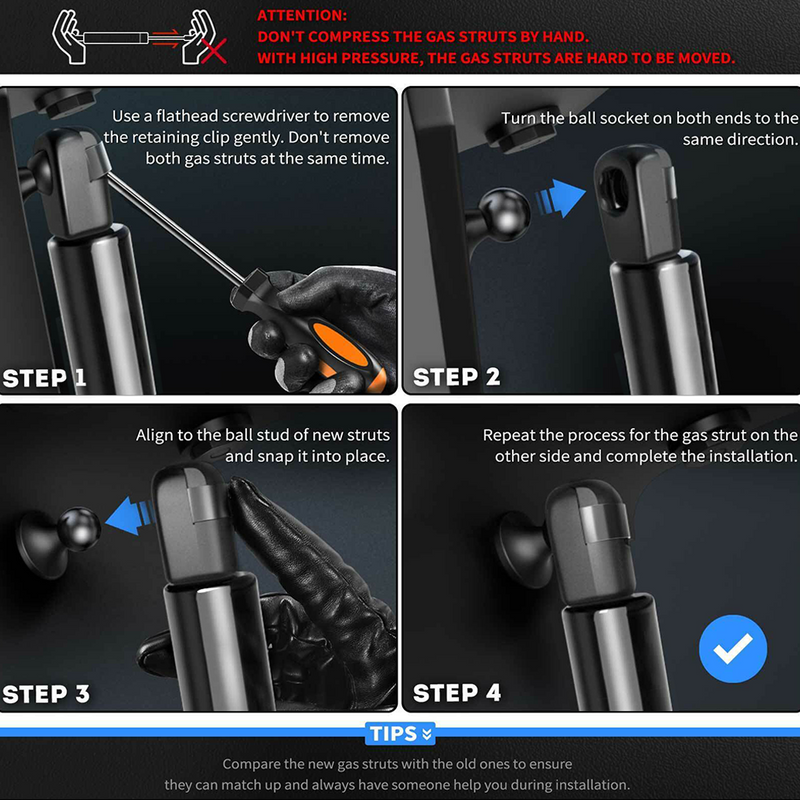 Load image into Gallery viewer, PORIYA 2x Tailgate Gas Struts for Toyota Corolla ZZE122 ZZE123 2001-2007 Hatchback