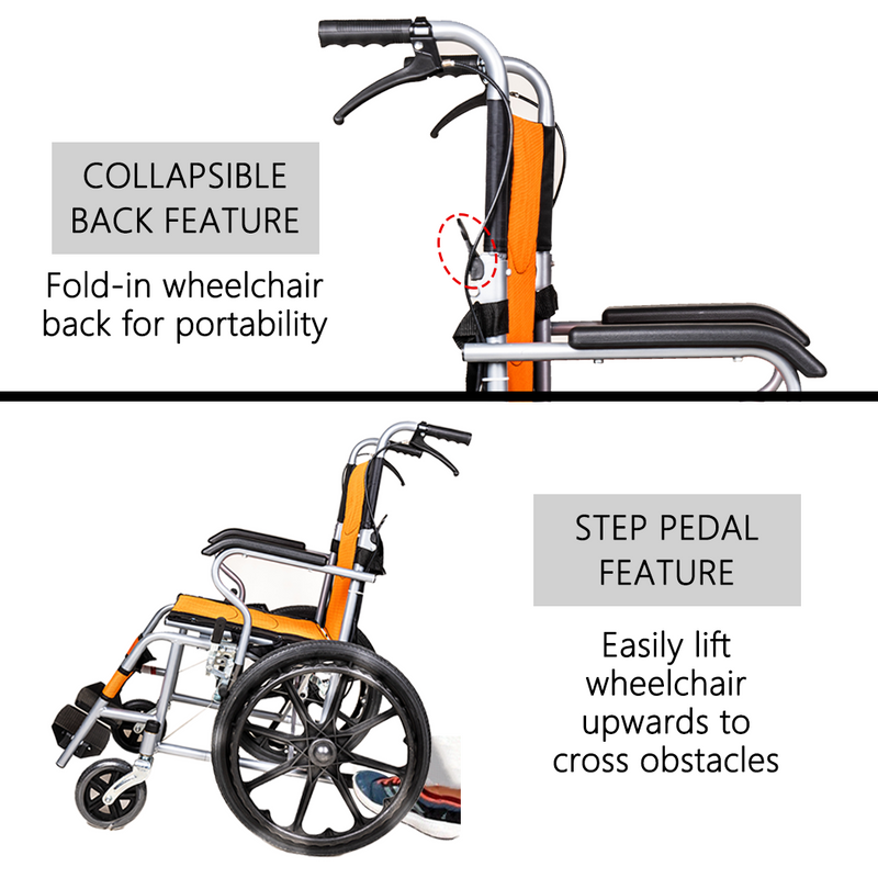 Load image into Gallery viewer, PORIYA 16" Foldable Wheelchair Park Brakes Lightweight Soft for Elderly and Disabled