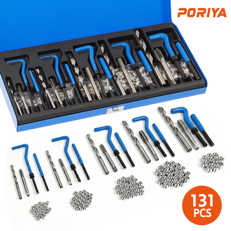 Load image into Gallery viewer, PORIYA Metric Thread Repair Insert Kit Helicoil Coil Tool M5/M6/M8/M10/M12 131/338pcs