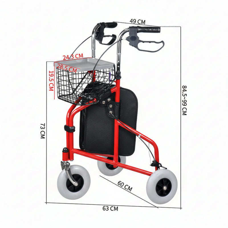 Load image into Gallery viewer, PORIYA Folding Walker Rollator 3 Wheel Mobility Aid Frame Indoor Outdoor Medical w/ Bag