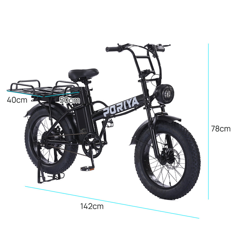 Load image into Gallery viewer, PORIYA Electric Bicycle 48V 18Ah Ebike 1500W Mountain Bike 20'' 55KM/H W/ Delivery Rack