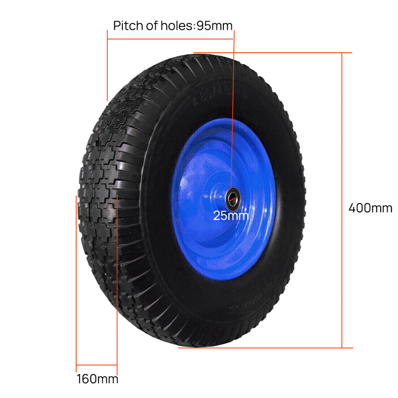 Load image into Gallery viewer, PORIYA 16" SOLID TYRE WHEELBARROW WHEELS FLAT FREE PUNCTURE PROOF 25mm Bore 6.5"-8"