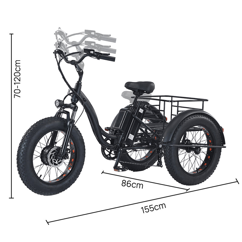 Load image into Gallery viewer, 1500W Electric Tricycle escooter Urban City Bicycle Rechargeable 20" Fat Tyre