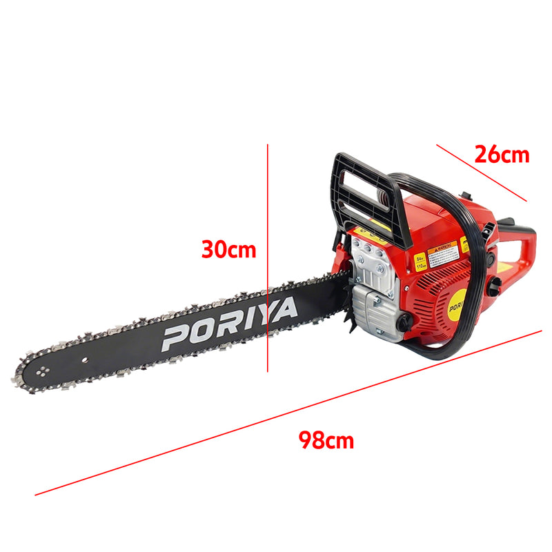 Load image into Gallery viewer, PORIYA 62cc Petrol Chainsaw Commercial 22" Bar Chain Saw E-Start Tree Pruning