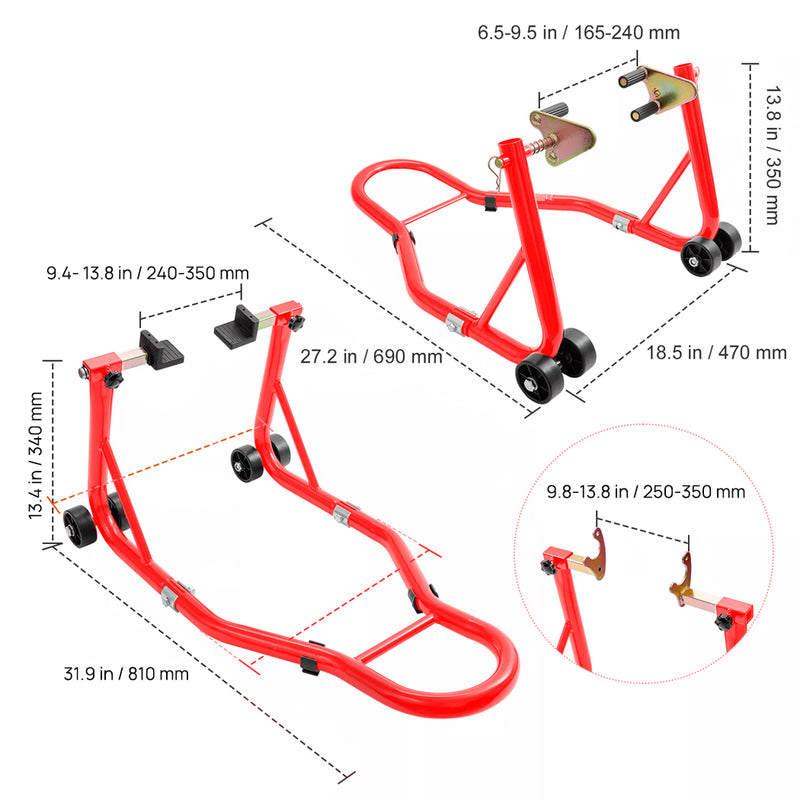 Load image into Gallery viewer, PORIYA 1100lbs Motorbike Dolly Motorcycle Front Wheel Stand and Rear Wheel Stand 2PC