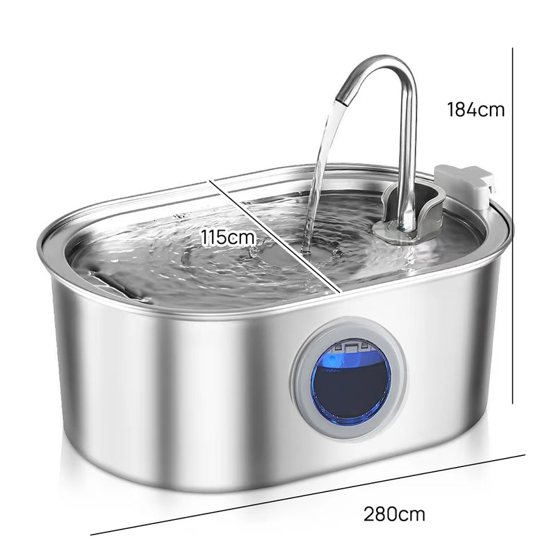 Load image into Gallery viewer, PORIYA 304 Stainless Steel Water Fountain Pet Dog Cat Drinking Dispenser Filter Feeder