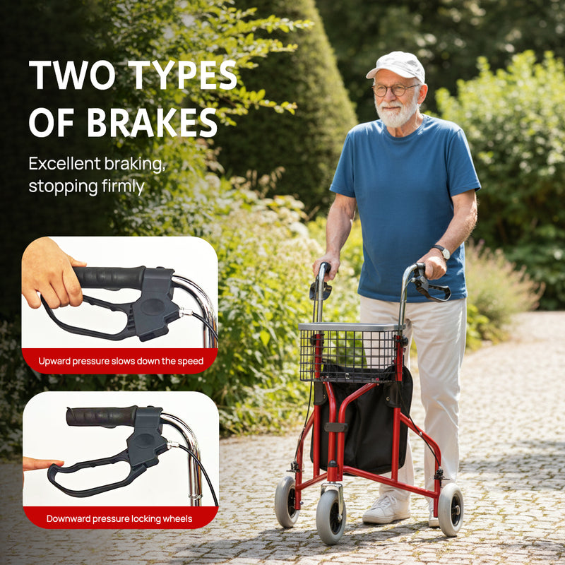 Load image into Gallery viewer, PORIYA Folding Walker Rollator 3 Wheel Mobility Aid Frame Indoor Outdoor Medical w/ Bag