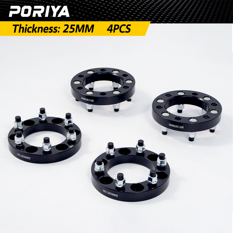 Load image into Gallery viewer, PORIYA 25mm 6 Stud 6x139.7 M12x1.5 Wheel Spacers for Toyota Hilux Pajero Triton Ranger