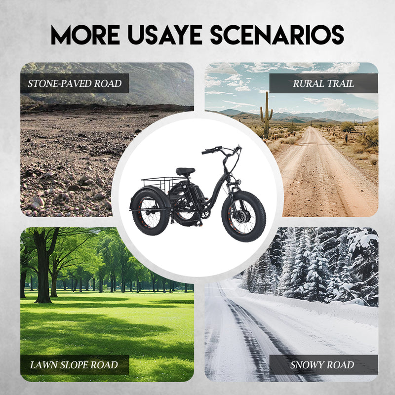 Load image into Gallery viewer, 1500W Electric Tricycle escooter Urban City Bicycle Rechargeable 20" Fat Tyre