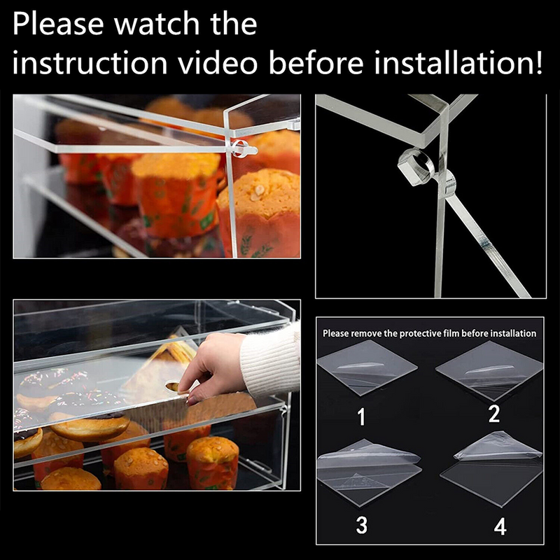 Load image into Gallery viewer, 2-3 Tier Large Acrylic Bakery Cake Display Cabinet Case Donuts Cupcake Pastries