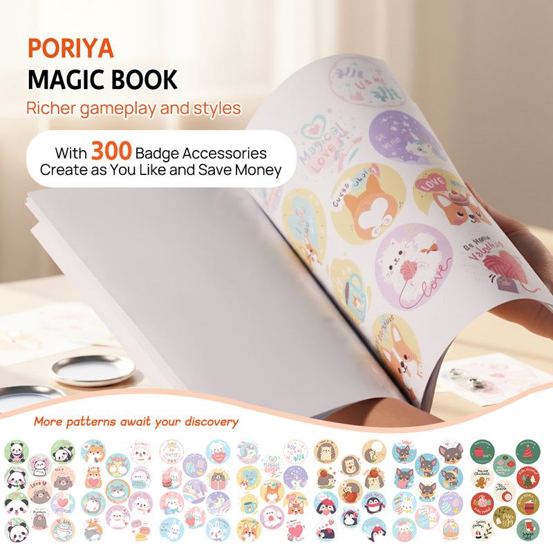 Load image into Gallery viewer, PORIYA 3-in-1 Button Maker Machine 25/32/58mm Pin Badge Maker 300 Button Parts