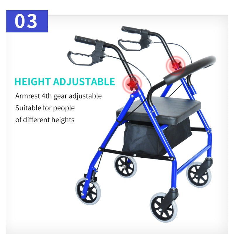 Load image into Gallery viewer, Classic Rollator Walker Lightweight Folding Mobility Walking Rollator Walker