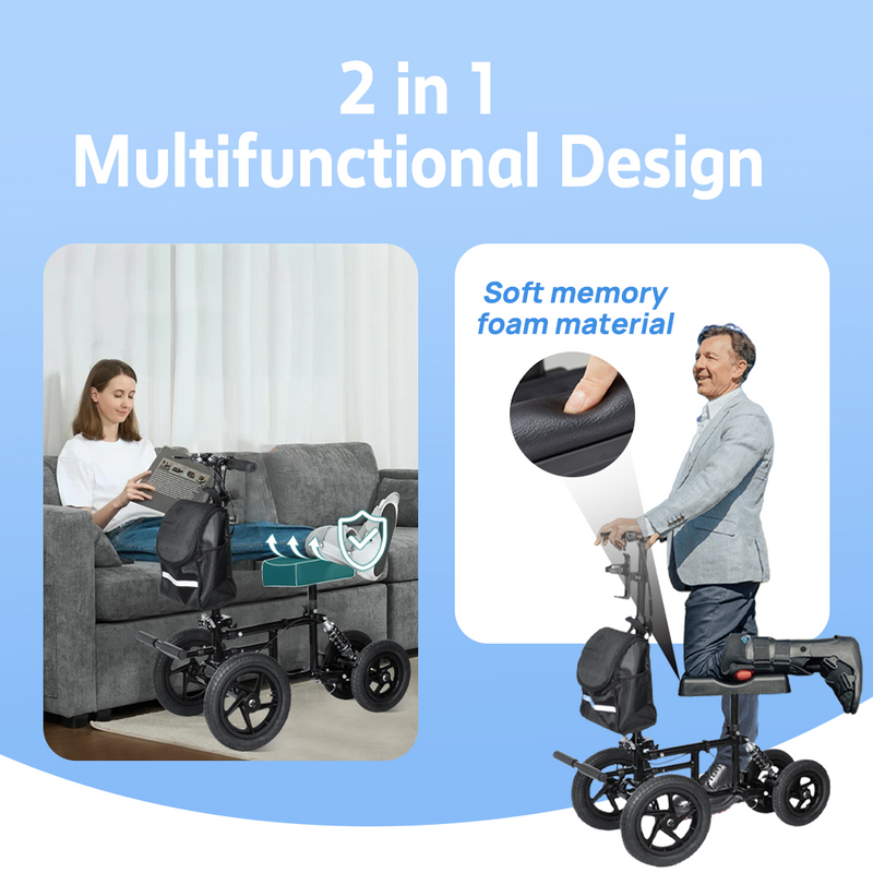 Load image into Gallery viewer, PORIYA Foldable Knee Walker Scooter Mobility Alternative Crutches Wheelchair w/ Basket