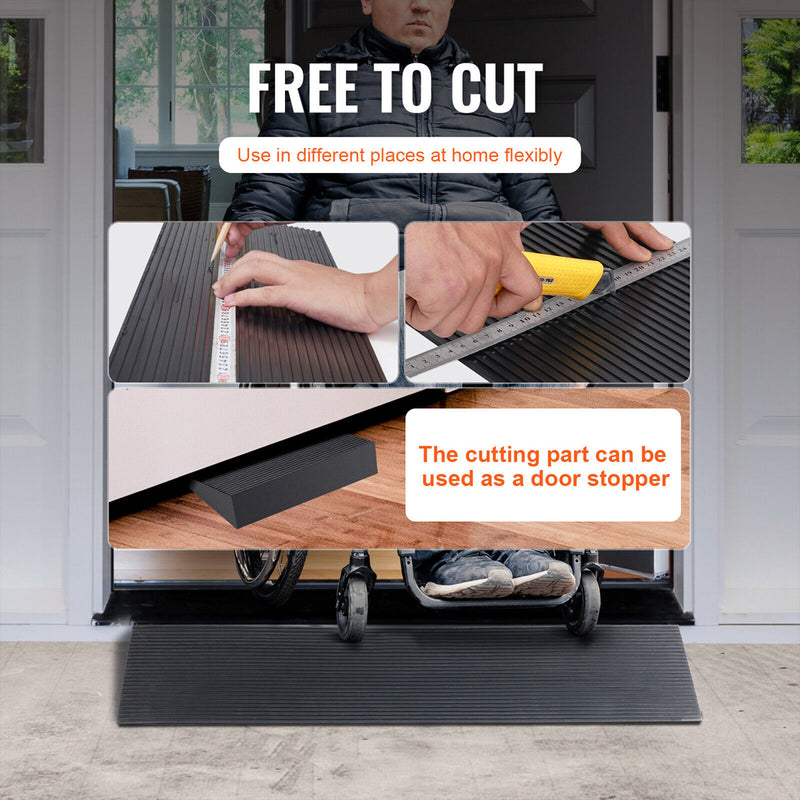 Load image into Gallery viewer, PORIYA Rubber Curb Ramp 90x20x4cm Cuttable Threshold Ramp Kerb Driveway Threshold Ramp