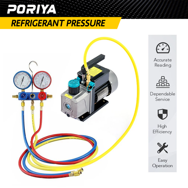 Load image into Gallery viewer, PORIYA Air Conditioner A/C Refrigeration Tools Kit Manifold Gauge Set 5 Feet R134A R12