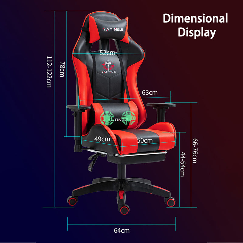 Load image into Gallery viewer, PORIYA Gaming Office Chairs 2-Points Massage Racing RGB LED Leather w/ Footrest