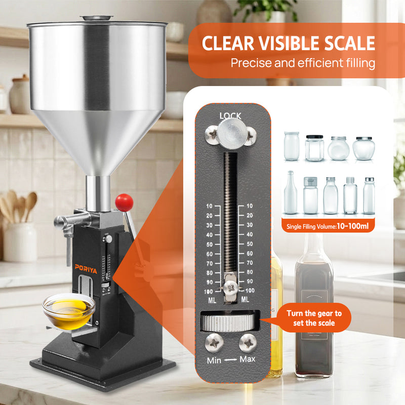 Load image into Gallery viewer, PORIYA Manual Liquid Filling Machine Paste Bottle Filler 5-100ml Adjustable