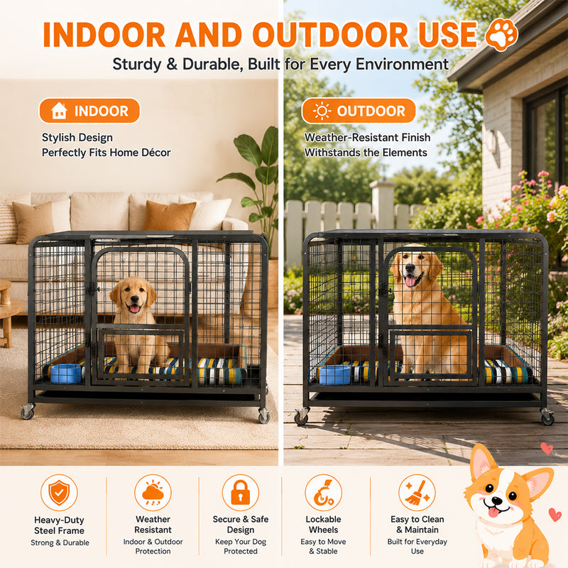 Load image into Gallery viewer, PORIYA Dog Cage Crate Large Kennel Pet Cage Cat Puppy Metal Cage 36" Playpen 4 Rounds